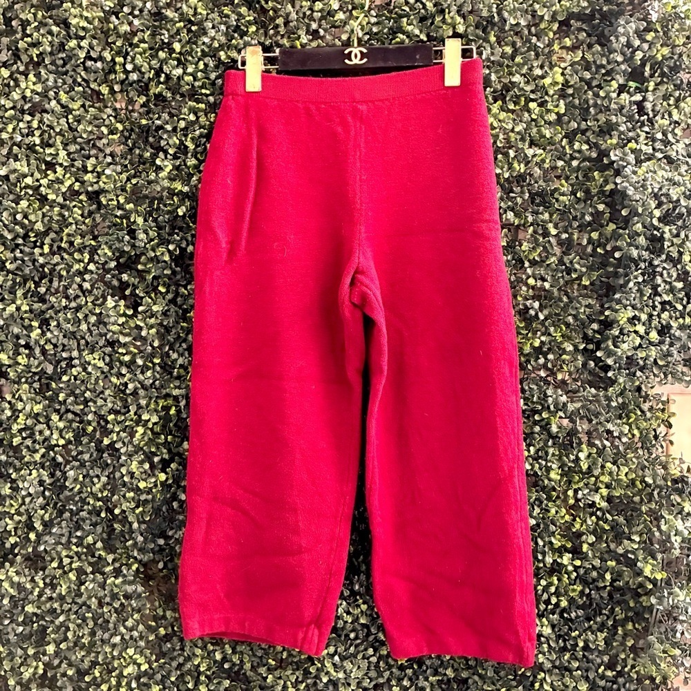 St John Collection By Marie Red Santana Knit Crop Hi Rise Pants - Picture 3 of 10